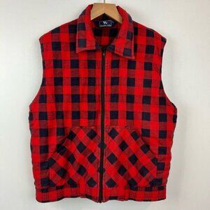 Vintage Hunters Club Men’s Large Buffalo Plaid Red Blue Full Zip Vest Jacket